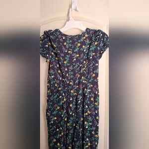 Lucky Brand Floral Jumper Pants Sz 7 Fairycore Summer Lighweight Travel Cottage